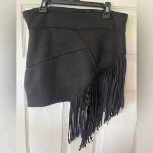 Suede Fringe Skirt